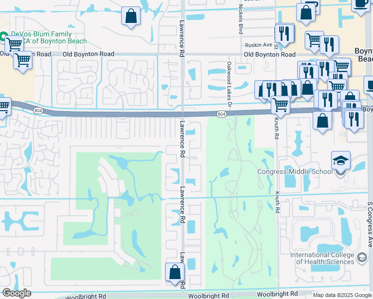 map of restaurants, bars, coffee shops, grocery stores, and more near 10213 Lexington Lakes Boulevard North in Boynton Beach