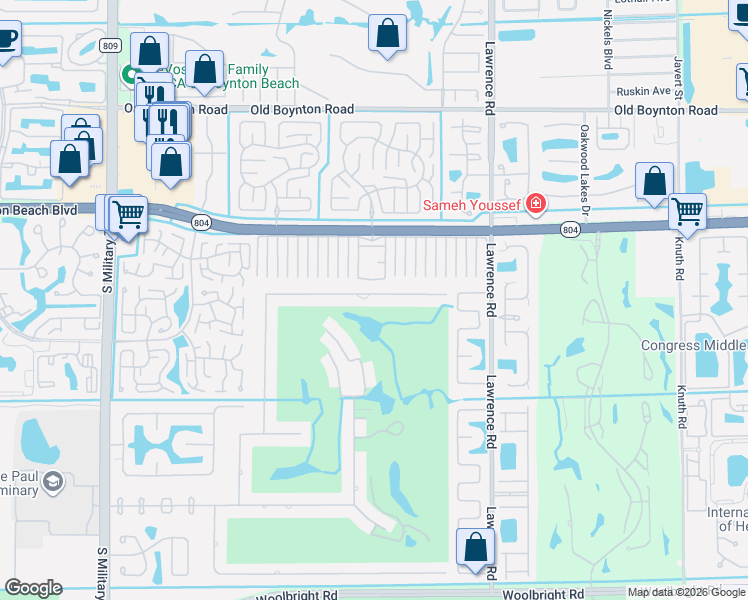map of restaurants, bars, coffee shops, grocery stores, and more near 4326 Saint Andrews Drive in Boynton Beach