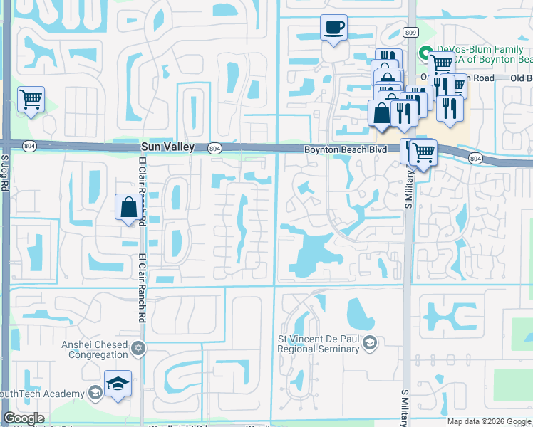 map of restaurants, bars, coffee shops, grocery stores, and more near 10088 Boynton Place Circle in Boynton Beach