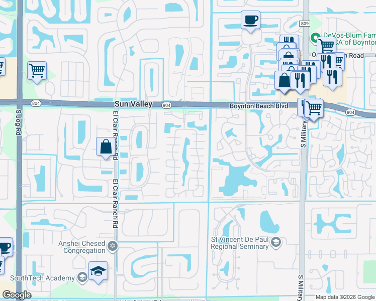 map of restaurants, bars, coffee shops, grocery stores, and more near 10081 Boynton Place Circle in Boynton Beach