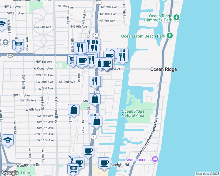 map of restaurants, bars, coffee shops, grocery stores, and more near 300 Horizon West in Boynton Beach