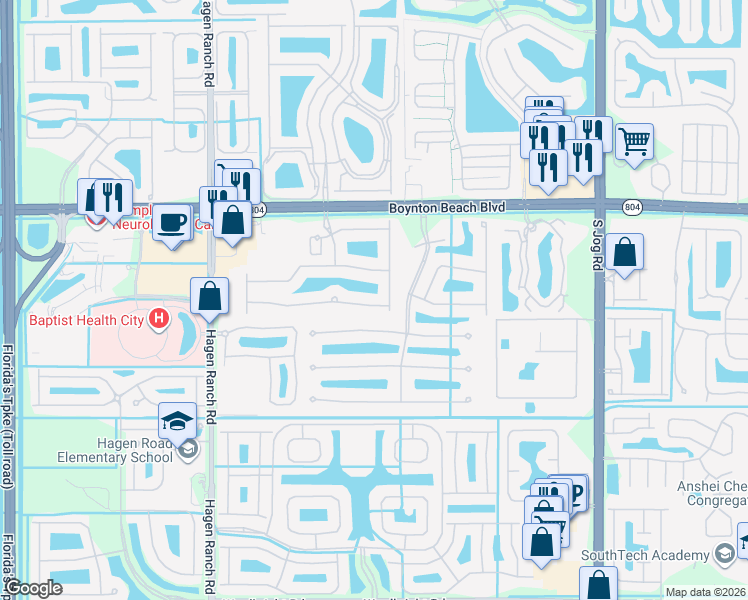 map of restaurants, bars, coffee shops, grocery stores, and more near 7043 Veneto Drive in Boynton Beach