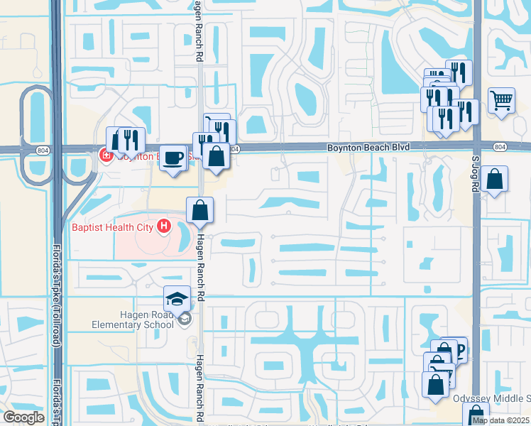 map of restaurants, bars, coffee shops, grocery stores, and more near 7163 Veneto Drive in Boynton Beach