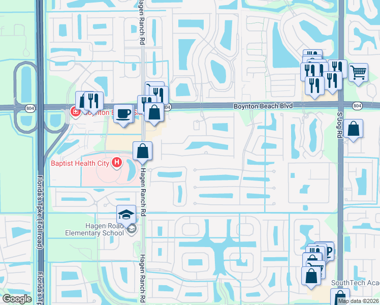 map of restaurants, bars, coffee shops, grocery stores, and more near 7163 Veneto Drive in Boynton Beach