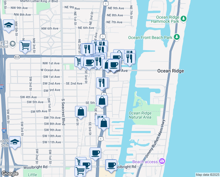 map of restaurants, bars, coffee shops, grocery stores, and more near 300 Horizon West in Boynton Beach