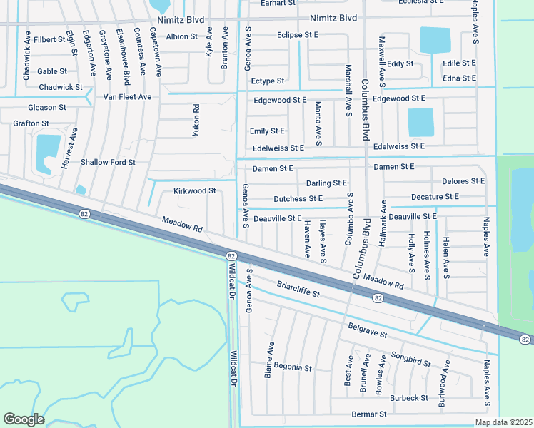 map of restaurants, bars, coffee shops, grocery stores, and more near 1130 Harris Avenue South in Lehigh Acres