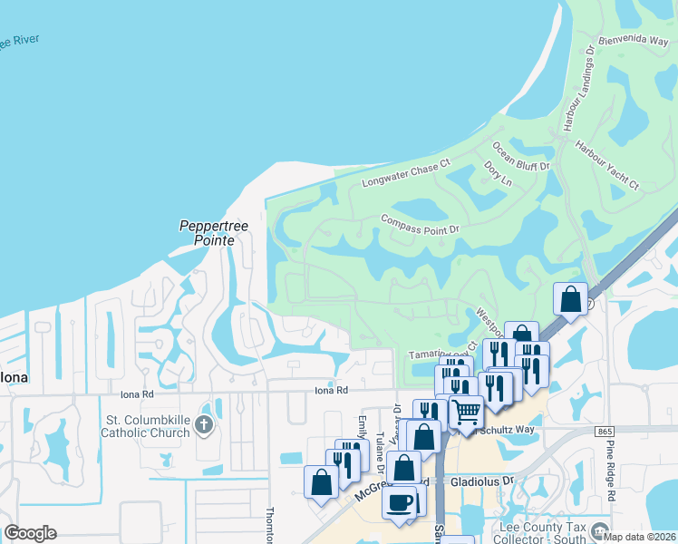 map of restaurants, bars, coffee shops, grocery stores, and more near 14560 Grande Cay Circle in Fort Myers