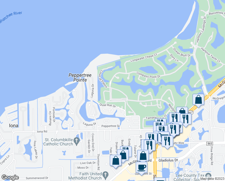map of restaurants, bars, coffee shops, grocery stores, and more near 14521 Grande Cay Circle in Fort Myers