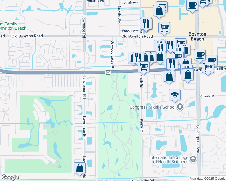 map of restaurants, bars, coffee shops, grocery stores, and more near 10141 Quail Covey Road in Boynton Beach