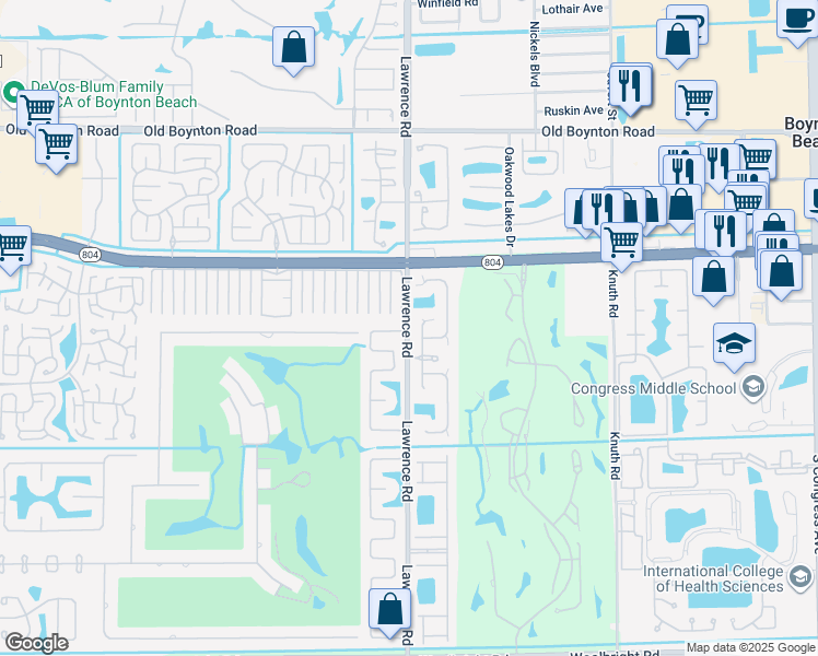 map of restaurants, bars, coffee shops, grocery stores, and more near 10213 Lexington Lakes Boulevard North in Boynton Beach