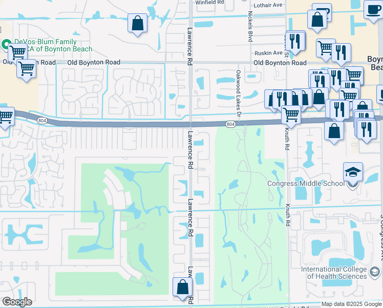 map of restaurants, bars, coffee shops, grocery stores, and more near 10213 Lexington Lakes Boulevard North in Boynton Beach