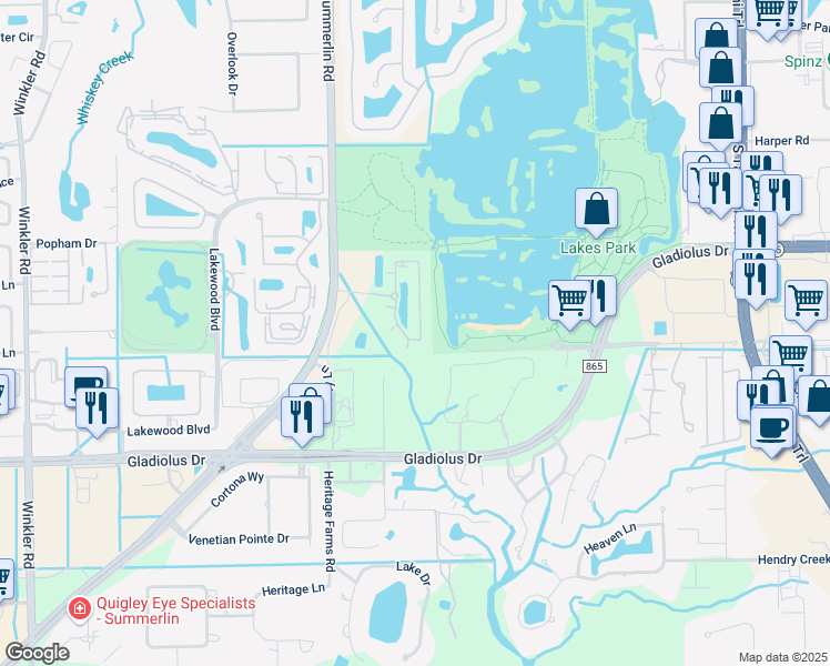 map of restaurants, bars, coffee shops, grocery stores, and more near 14951 Reflection Key Circle in Fort Myers