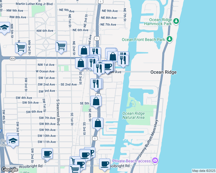 map of restaurants, bars, coffee shops, grocery stores, and more near 300 Horizon West in Boynton Beach