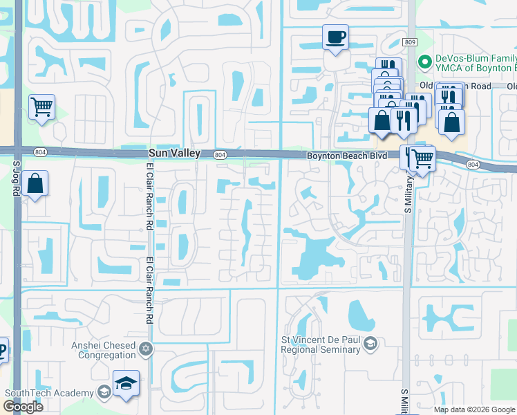 map of restaurants, bars, coffee shops, grocery stores, and more near 10081 Boynton Place Circle in Boynton Beach