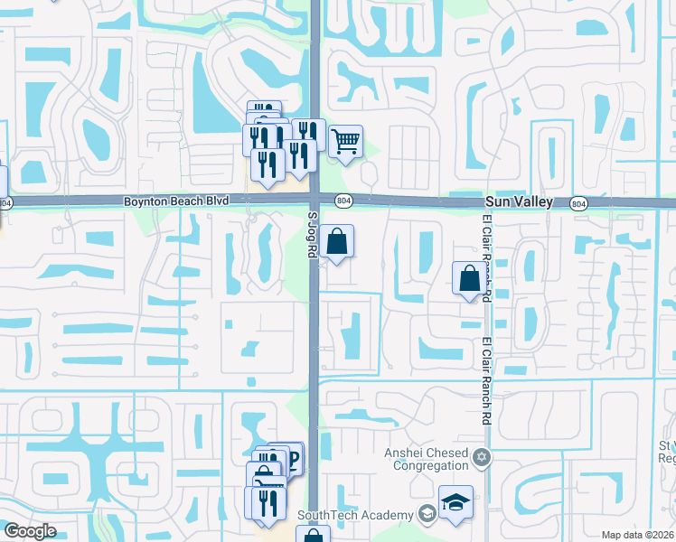 map of restaurants, bars, coffee shops, grocery stores, and more near 10315 Utopia Circle North in Boynton Beach