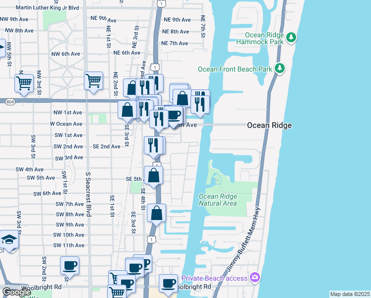 map of restaurants, bars, coffee shops, grocery stores, and more near 350 Horizon Street East in Boynton Beach