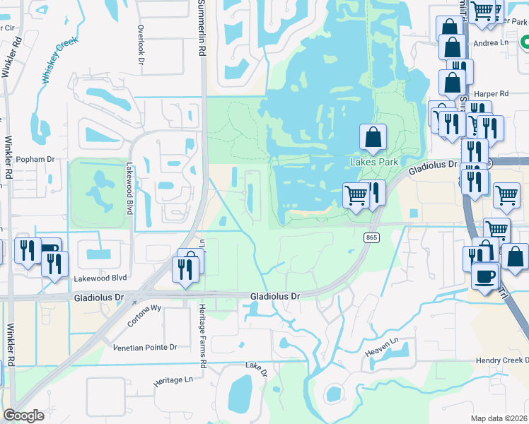 map of restaurants, bars, coffee shops, grocery stores, and more near 14951 Reflection Key Circle in Fort Myers