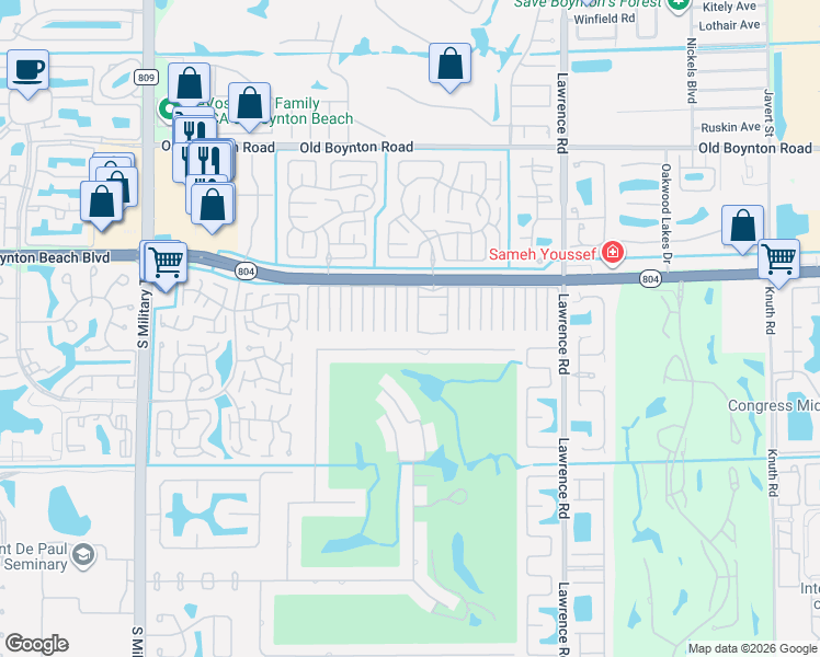 map of restaurants, bars, coffee shops, grocery stores, and more near 10128 South 43rd Drive in Boynton Beach