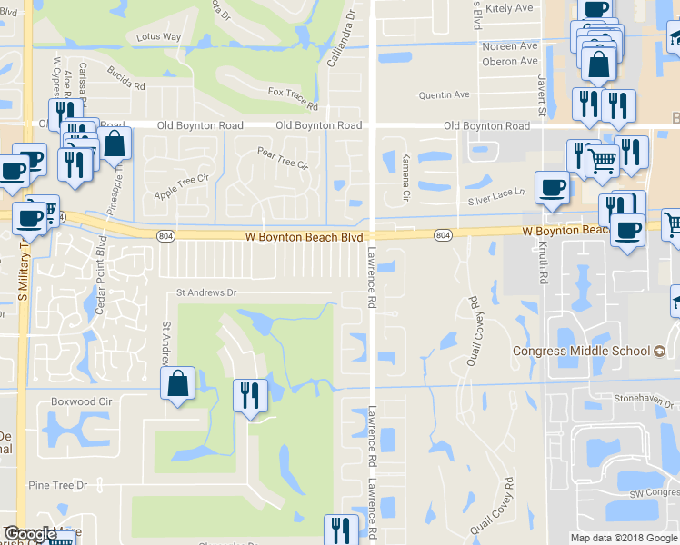 map of restaurants, bars, coffee shops, grocery stores, and more near 10170 South 40th Way in Boynton Beach