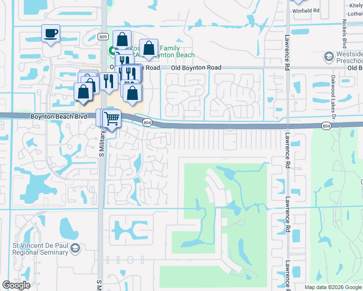 map of restaurants, bars, coffee shops, grocery stores, and more near 10164 South 45th Way in Boynton Beach
