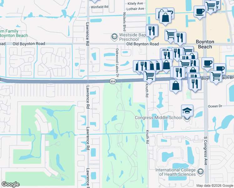 map of restaurants, bars, coffee shops, grocery stores, and more near 10101-10199 Hibiscus N in Boynton Beach