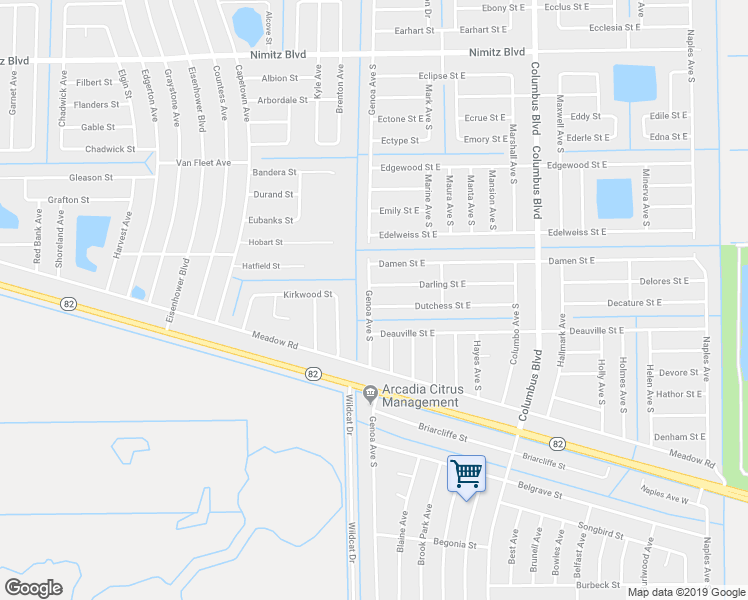 map of restaurants, bars, coffee shops, grocery stores, and more near 1109 Dutchess Street East in Lehigh Acres