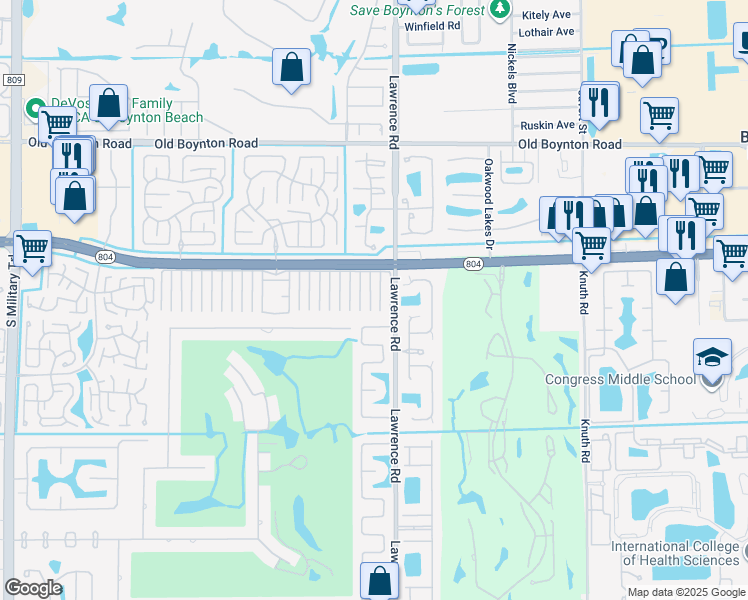 map of restaurants, bars, coffee shops, grocery stores, and more near 10142 South 40th Trail in Boynton Beach