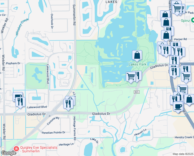 map of restaurants, bars, coffee shops, grocery stores, and more near 14901 Reflection Key Circle in Fort Myers