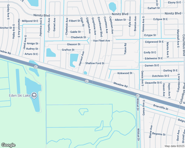 map of restaurants, bars, coffee shops, grocery stores, and more near 1140 Eisenhower Boulevard in Lehigh Acres