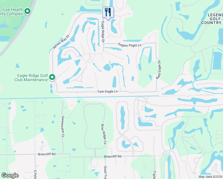 map of restaurants, bars, coffee shops, grocery stores, and more near 7599 Twin Eagle Lane in Fort Myers