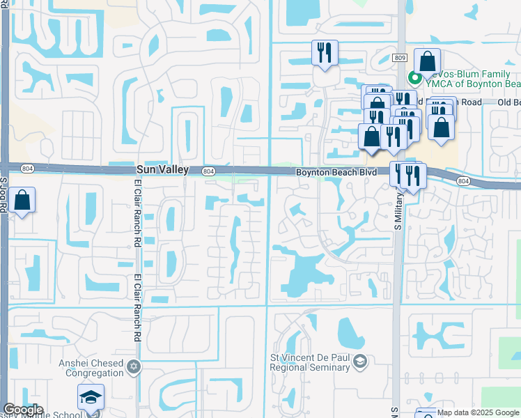 map of restaurants, bars, coffee shops, grocery stores, and more near 10036 Boynton Place Circle in Boynton Beach