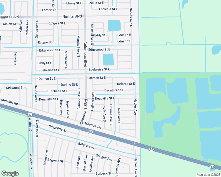 map of restaurants, bars, coffee shops, grocery stores, and more near 1229 Decature Street East in Lehigh Acres
