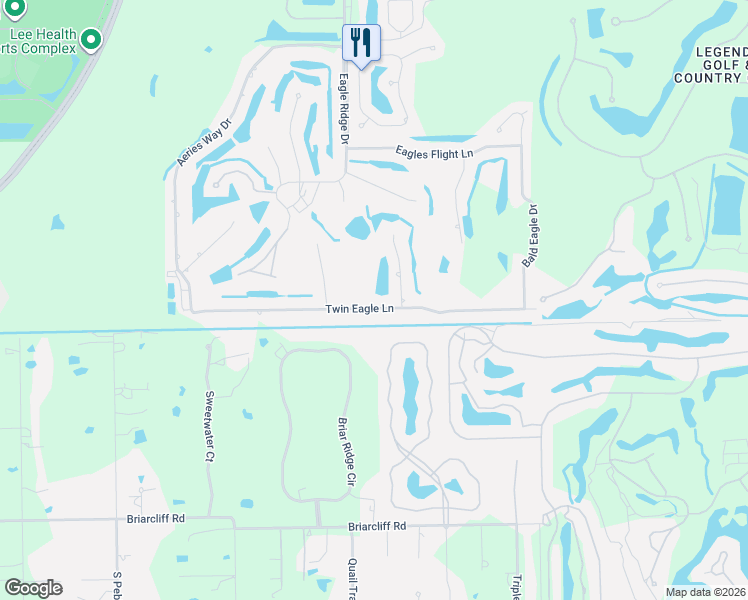 map of restaurants, bars, coffee shops, grocery stores, and more near 7599 Twin Eagle Lane in Fort Myers