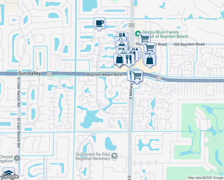 map of restaurants, bars, coffee shops, grocery stores, and more near 10108 Ashwood Place in Boynton Beach