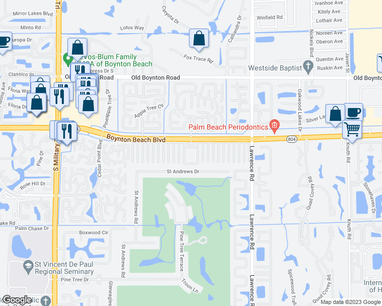 map of restaurants, bars, coffee shops, grocery stores, and more near 10170 South 40th Way in Boynton Beach