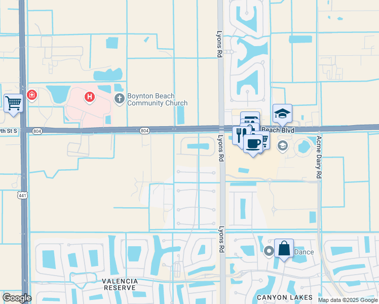 map of restaurants, bars, coffee shops, grocery stores, and more near 9301 Clearhill Road in Boynton Beach