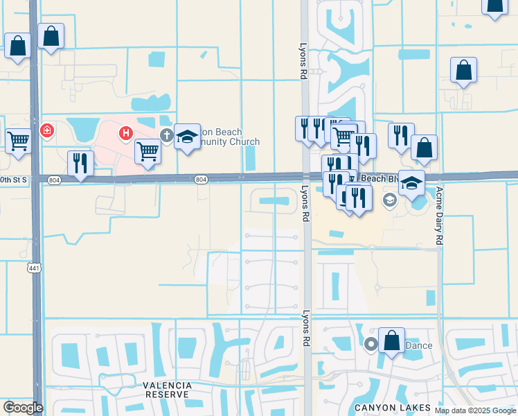 map of restaurants, bars, coffee shops, grocery stores, and more near 9301 Clearhill Road in Boynton Beach