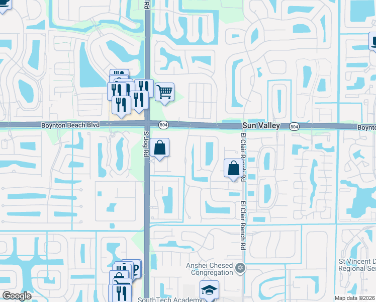 map of restaurants, bars, coffee shops, grocery stores, and more near 6305 Copper Lake Court in Boynton Beach