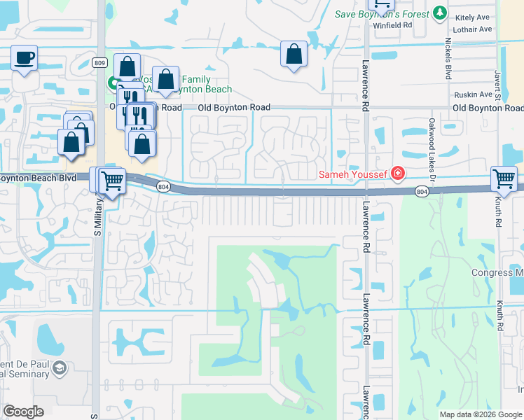 map of restaurants, bars, coffee shops, grocery stores, and more near 10157 South 44th Avenue in Boynton Beach