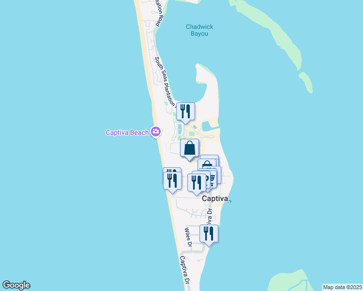 map of restaurants, bars, coffee shops, grocery stores, and more near 10 Sea Turtle Court in Captiva