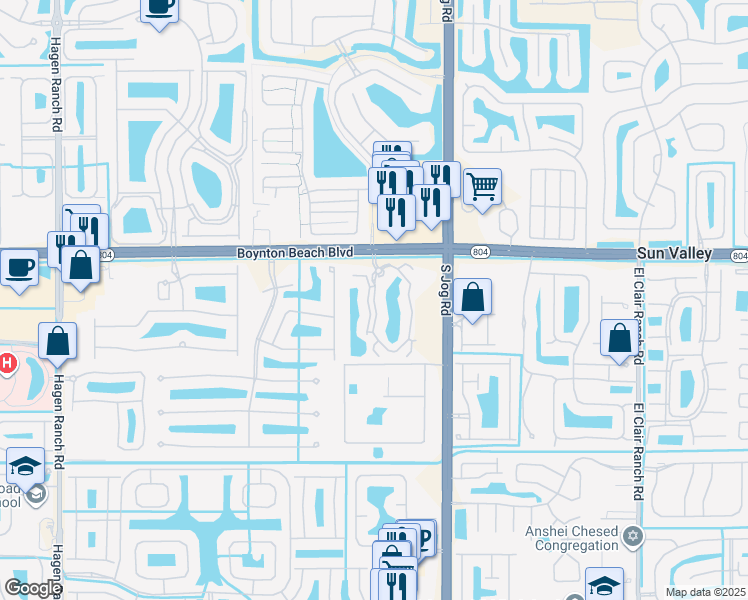 map of restaurants, bars, coffee shops, grocery stores, and more near 10195 Stonehenge Circle in Boynton Beach