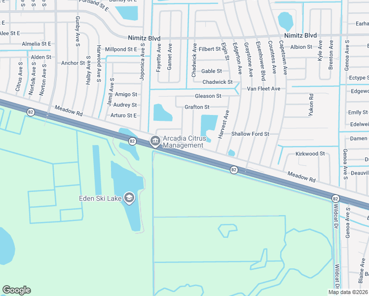 map of restaurants, bars, coffee shops, grocery stores, and more near 3192 Meadow Road in Lehigh Acres