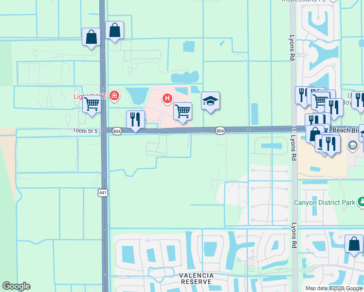 map of restaurants, bars, coffee shops, grocery stores, and more near 9600 Boynton Beach Boulevard in Boynton Beach