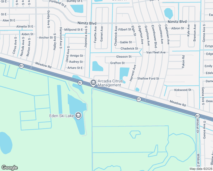 map of restaurants, bars, coffee shops, grocery stores, and more near 3192 Meadow Road in Lehigh Acres