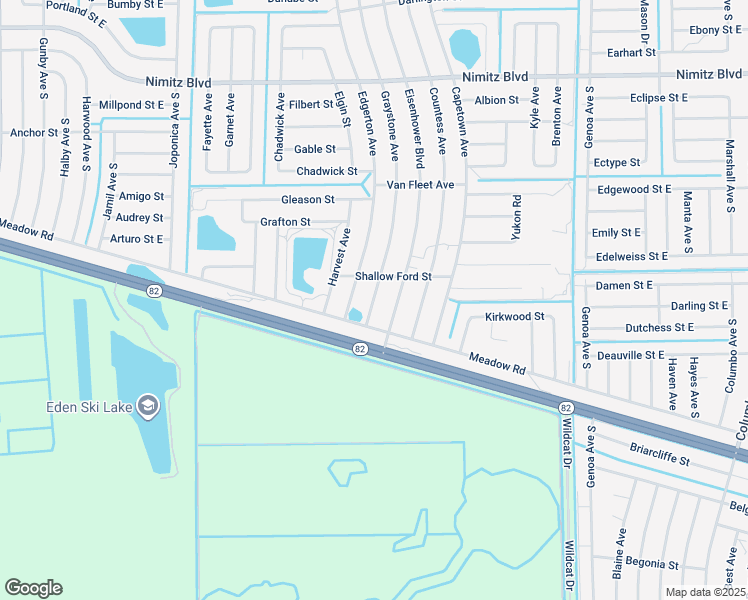 map of restaurants, bars, coffee shops, grocery stores, and more near 1140 Eisenhower Boulevard in Lehigh Acres