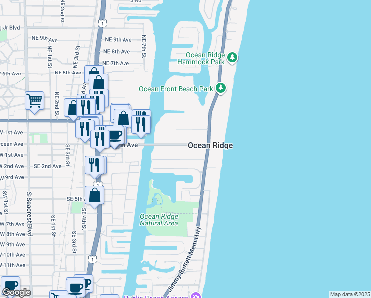 map of restaurants, bars, coffee shops, grocery stores, and more near 10 Hudson Avenue in Boynton Beach