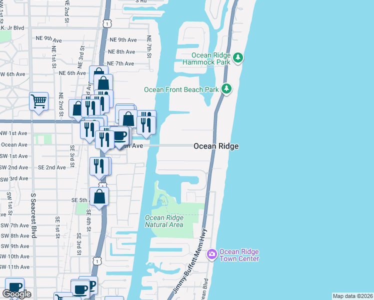map of restaurants, bars, coffee shops, grocery stores, and more near 10 Hudson Avenue in Boynton Beach