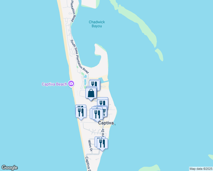 map of restaurants, bars, coffee shops, grocery stores, and more near 5204 Bayside Villas in Captiva