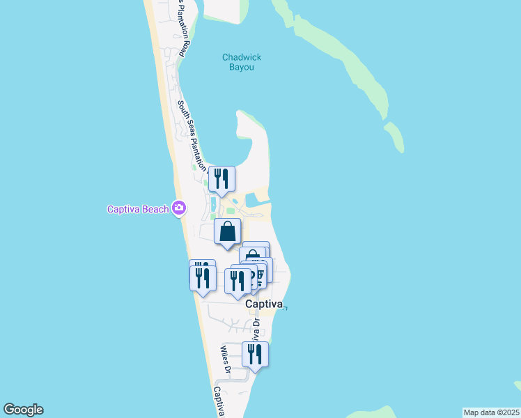 map of restaurants, bars, coffee shops, grocery stores, and more near 5204 Bayside Villas in Captiva