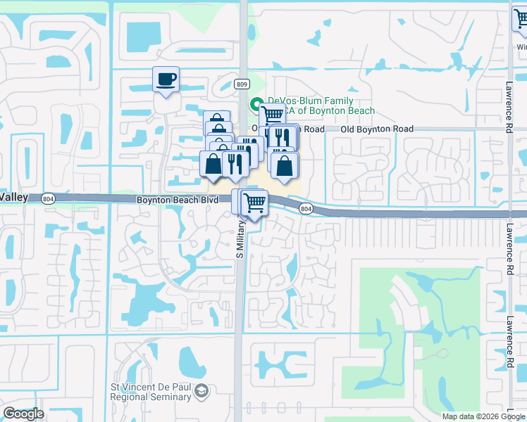map of restaurants, bars, coffee shops, grocery stores, and more near 4868 Hawkwood Road in Boynton Beach